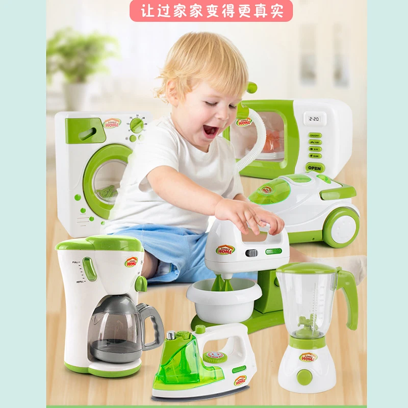 

10-20cm Kids Toys Play House Toy Simulation Small Household Appliances Multifunctional Vacuum Cleaner Coffee Toaster Iron