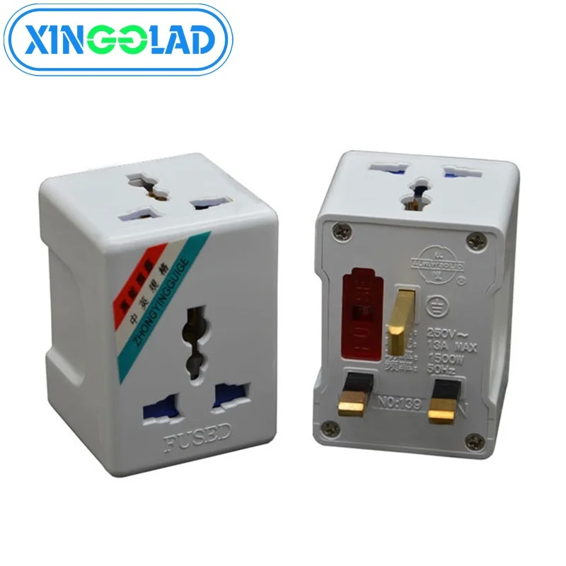 

1 To 3 Way UK Fused Plug Converter Travel AC Power Socket International Adapter 13A 250V 3250W Universal EU US AU Outlet Adaptor