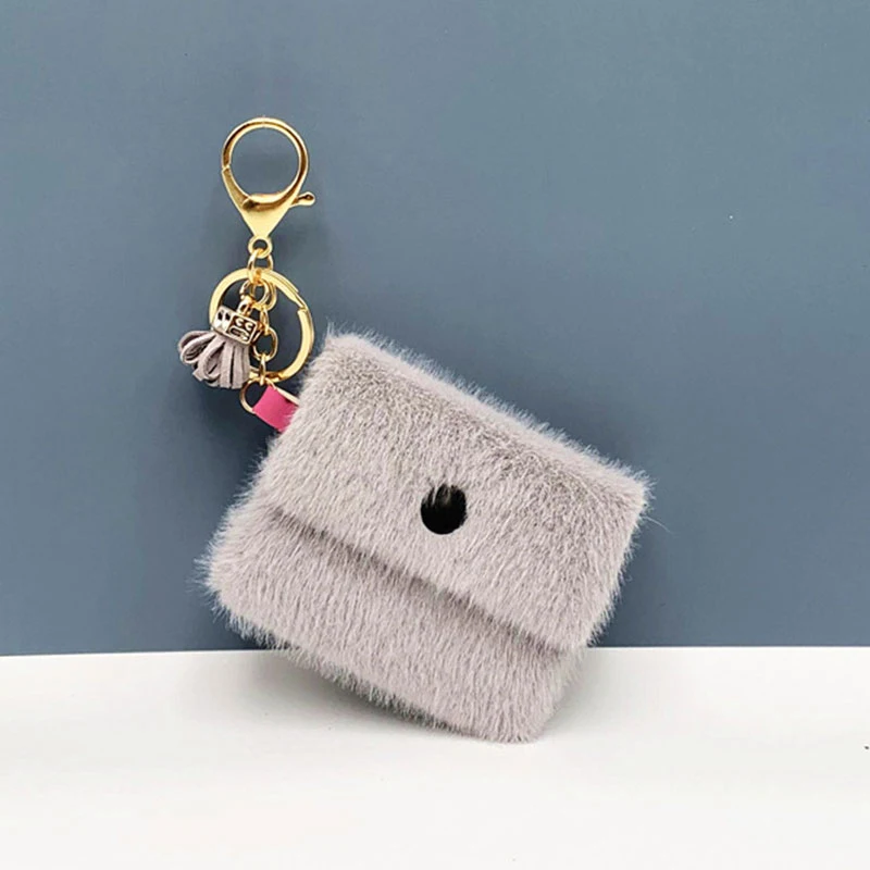 Кошелек для ключей карамельных цветов плюшевый монет чехол декоративный милый