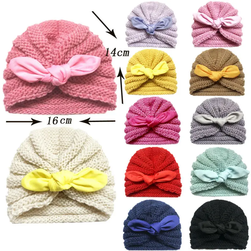 

2019 Brand Newborn Kids Baby Boys Girls Turban Knitted Cap Winter Warm Hat Soft Beanie