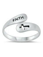 fashion vintage hollow out cross faith letter opening ring for women men wedding engagement anniversary jewelry gift