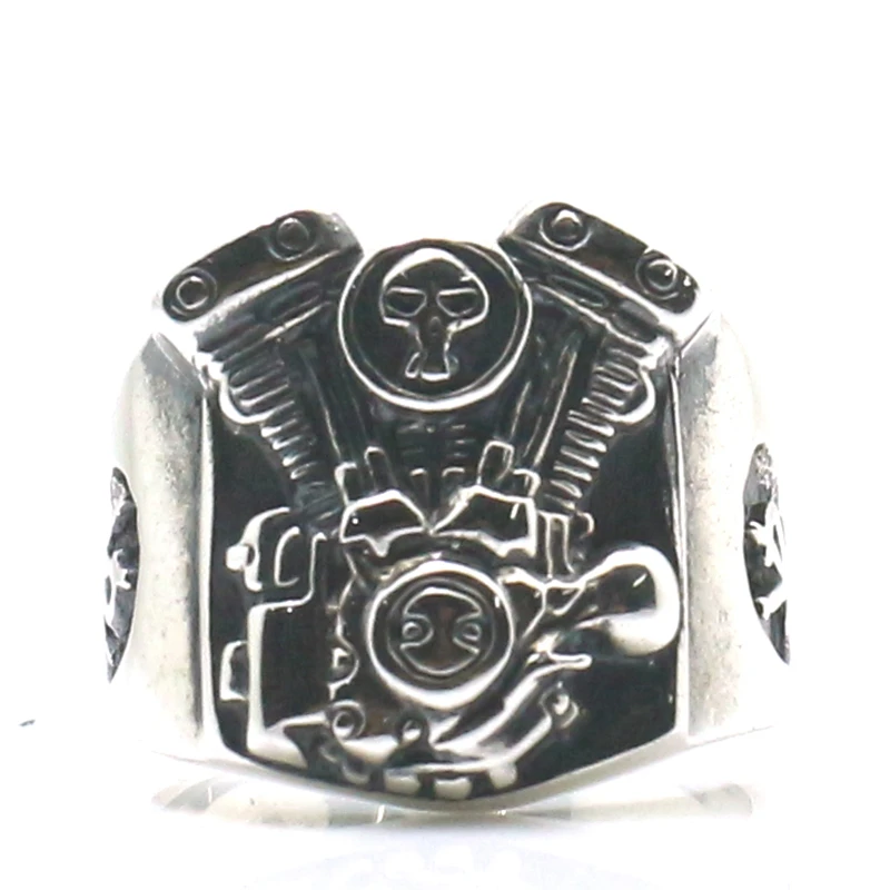 Унисекс 925 Серебряное крутое байкерское кольцо для мотоциклиста с черепом