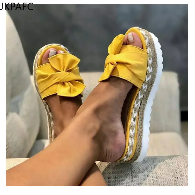 

Women Sandals Platform Sandals Shoes Women Bow 2021 Summer Sandals Slipper Indoor Outdoor Flip-flops Beach Shoes Female Slippers