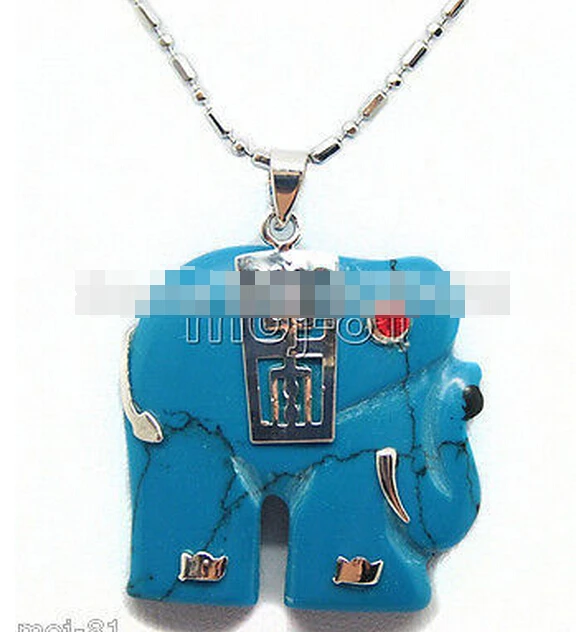 DYY 924+++18K Gold Plated Blue Turquoise Carved Elephant Pendant Necklace | Украшения и аксессуары