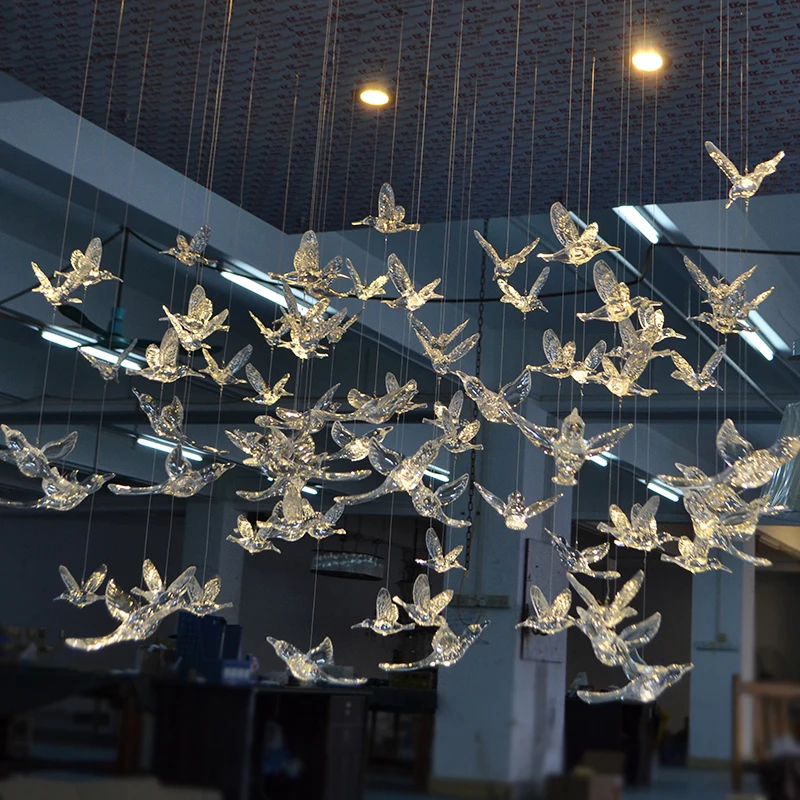 

18pcs Crystal Acrylic BirdTransparent Hummingbird Ceiling Wall Hanging Home Wedding Stage Background Decoration Party Ornaments