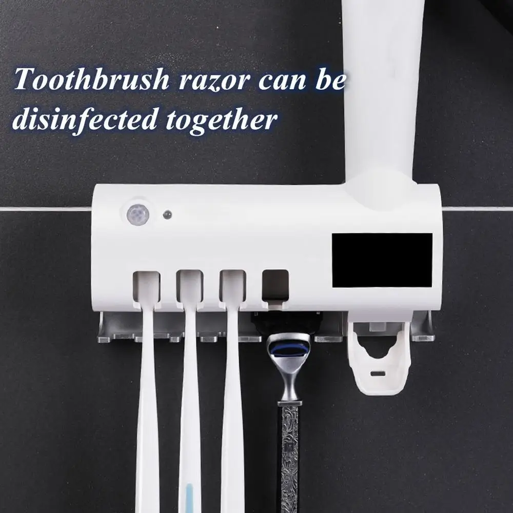 

Solar Energy UV Toothbrush Disinfectant Cleaning Agent Storage Bathroom No Need To Charge Toothpaste Dispenser Holder Sanitizer
