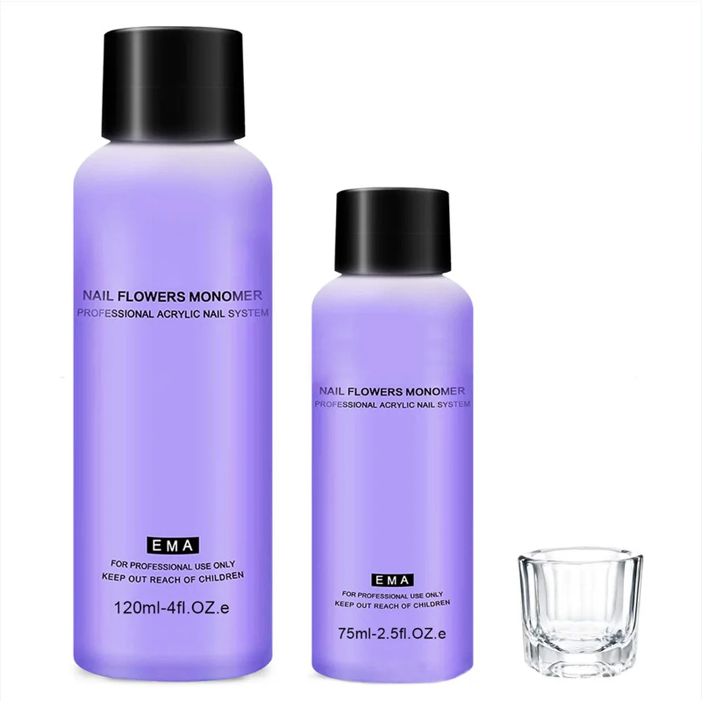 75/120ml Bottle Acrylic Liquid Monomer Nail Polish Crystal No Smell for Manicuring Dipping Carving Nail Art Extension Tool