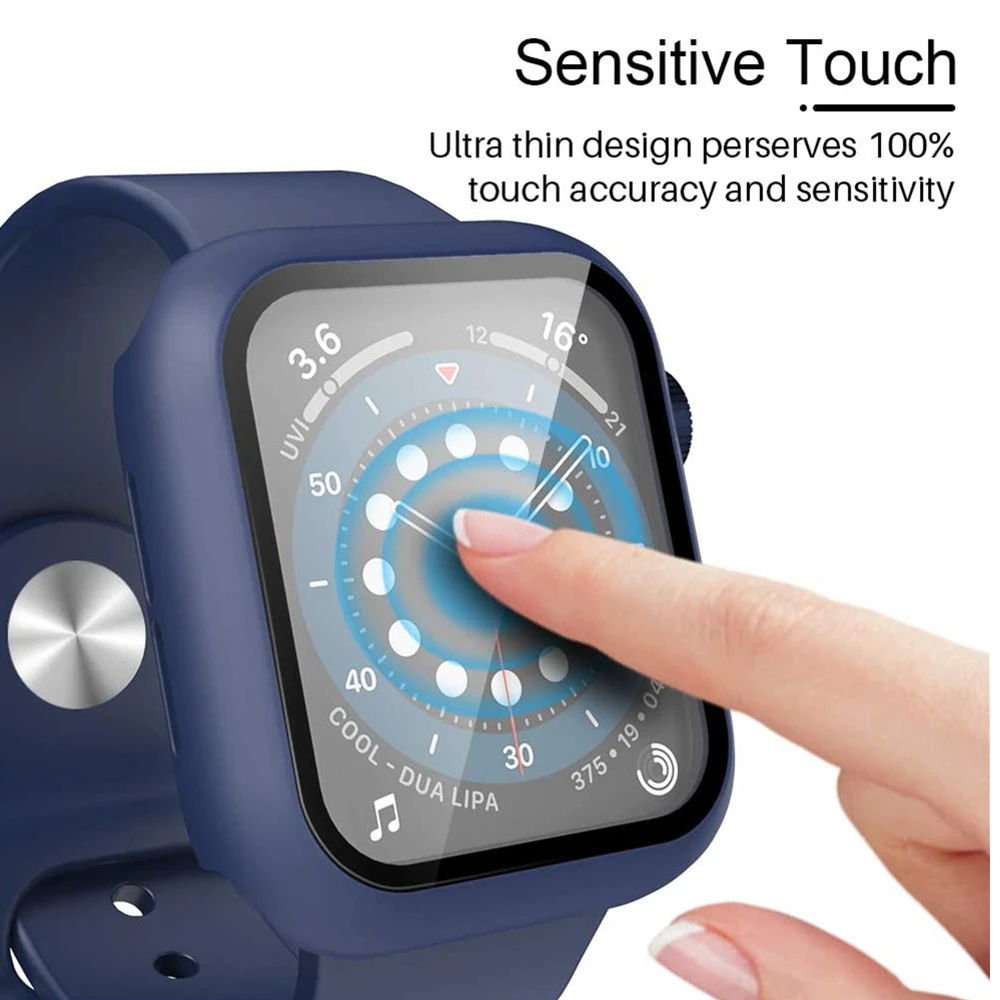 Чехол для apple watch 7 45 мм 41 чехол с защитой экрана пленка из закаленного стекла iwatch SE