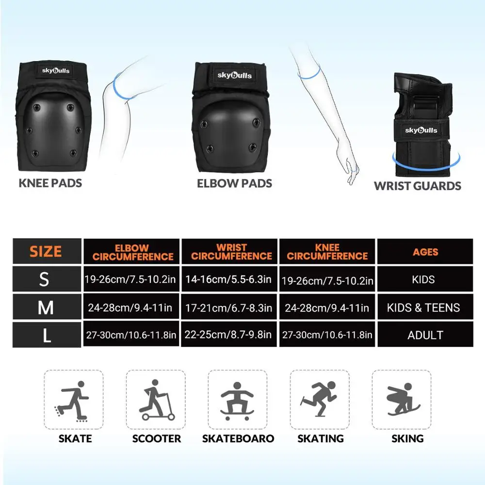 Skybulls 6 шт./компл. Защитное снаряжение для катания на велосипеде коньках