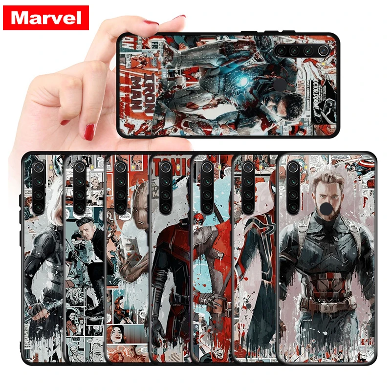 

Marvel Avengers superhero For Xiaomi Redmi Note 10S 10 9 9S 8T 8 7 6 5 Pro 5A 4X 4 Pro Max 4G 5G Silicone Soft Phone Case