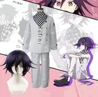 Популярная Аниме Фигурка данганронпа Kokichi Oma Косплей Набор униформы черный смешанный фиолетовый большой вывернутый короткий парик
