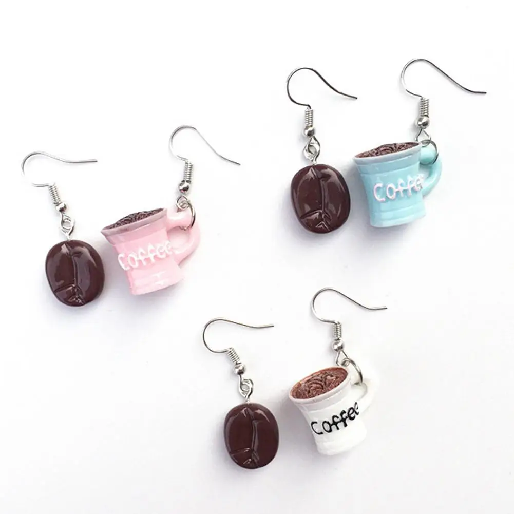 Женские асимметричные серьги с подвеской на крючке чашкой кофейного зерна