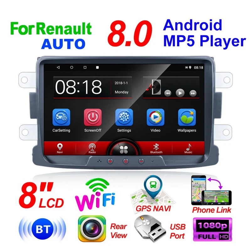 8 дюймов Android 1G + 16G Автомобильный Радио плеер Wifi BT gps навигация для Renault LOGAN