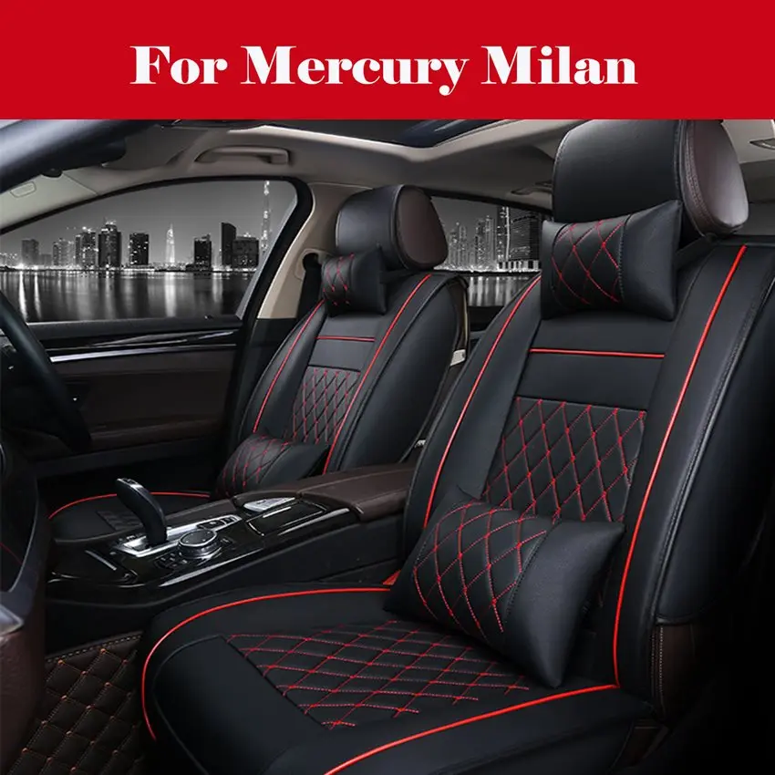 

Deluxe Edition Car Seat Cover Cushion 5-Seats Front+Rear Breathable PU Leather For Mercury Milan