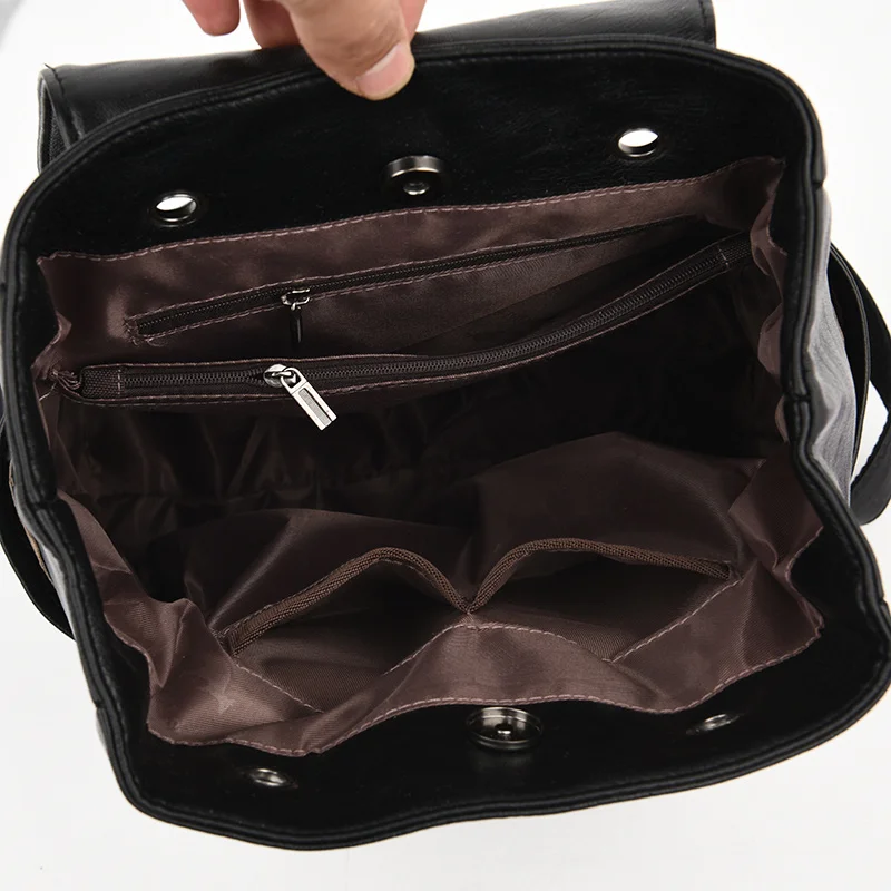 

New luxury women rucksack vintage leather backpack great capacity bookbag high quality school bags for teenage girls