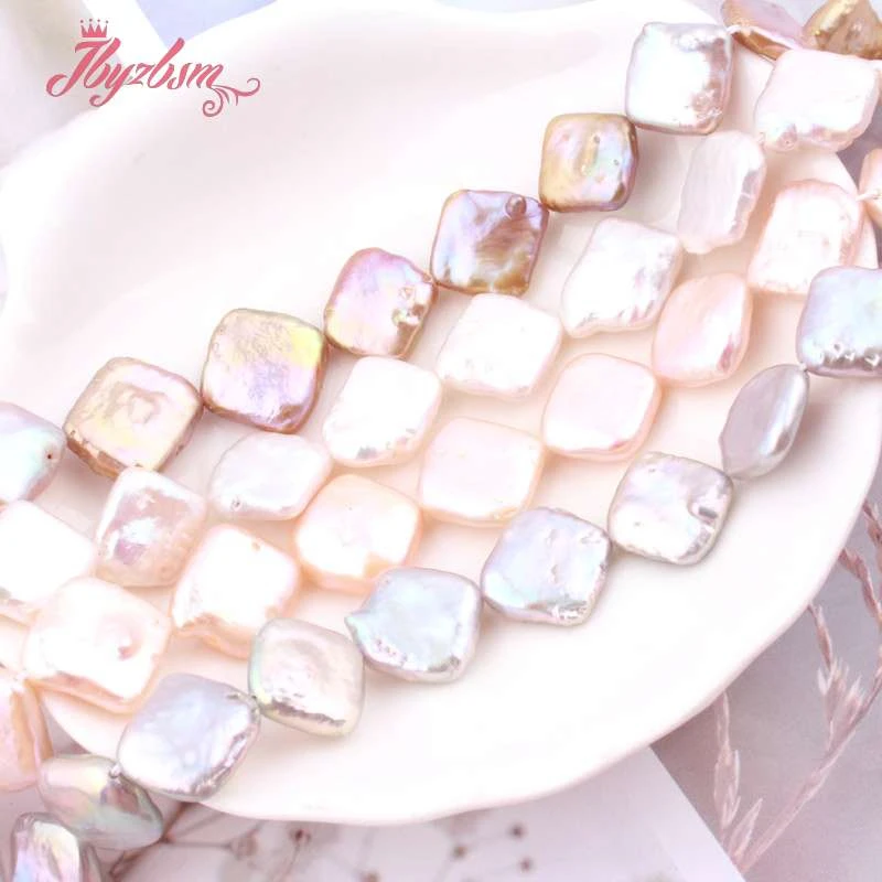 Квадратные бусины из пресноводного жемчуга белые серые розовые фиолетовые 11-12 мм