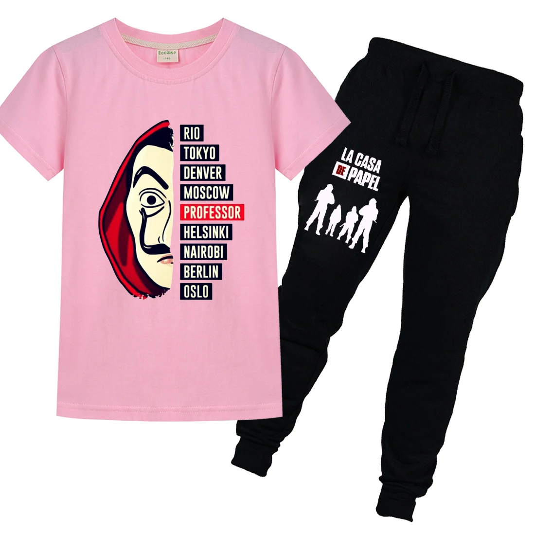 Детские вечерние летние футболки с принтом Дом паперов La Casa De Papel + брюки