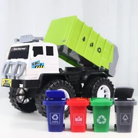 kids toy non remote control car garbage truck car with 4 rear loader trash cans dump truck play vehicles toy