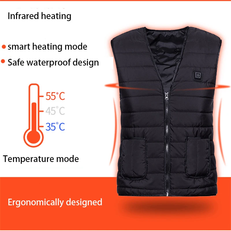 

winter Smart heating Cotton Vest USB Infrared Electric Heating Vest Women Outdoor Flexible Thermal Winter Warm Jacket