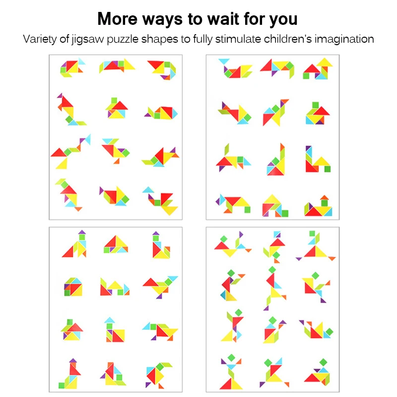

Montessori Wooden Toys Educational Tangram Magnetic Book Shape Wooden Puzzle Toy For Children