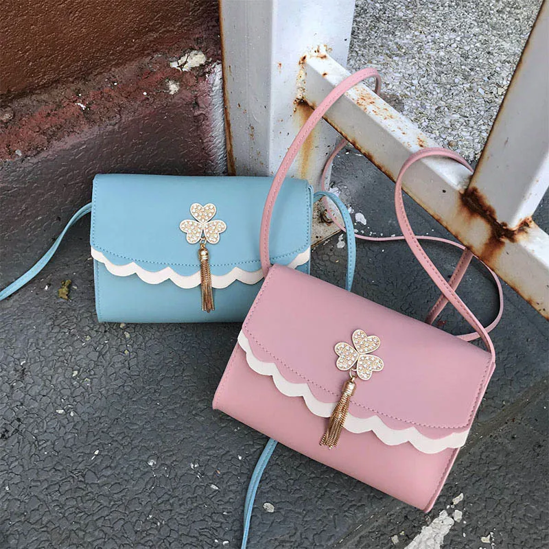 

Women Iron Tassel Flower PU Bag Single Shoulder Messenger Bags -OPK