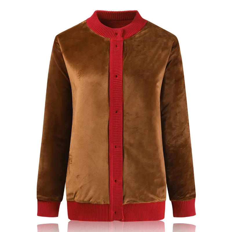 Свитер для пожилых женщин кардиган осень-зима плюс бархатный плотный