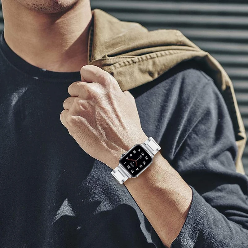 

Stainless Steel&ceramics Strap for Apple Watch Series SE/6/5/4/3/2 Iwatch Band 44mm 40mm 42mm 38mm Bracelet Watch Accessories