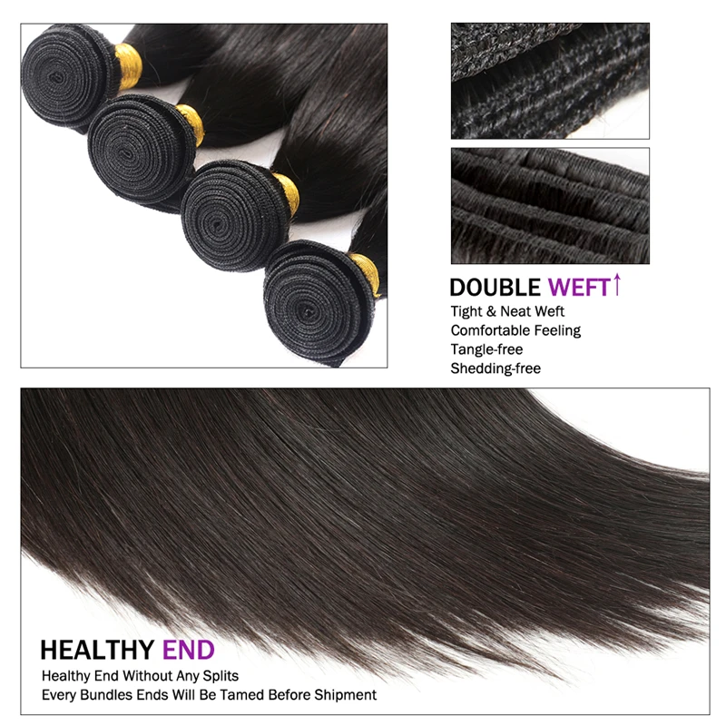 Прямые человеческие волосы Bone длинные 4 пряпряди с застежкой индийские для