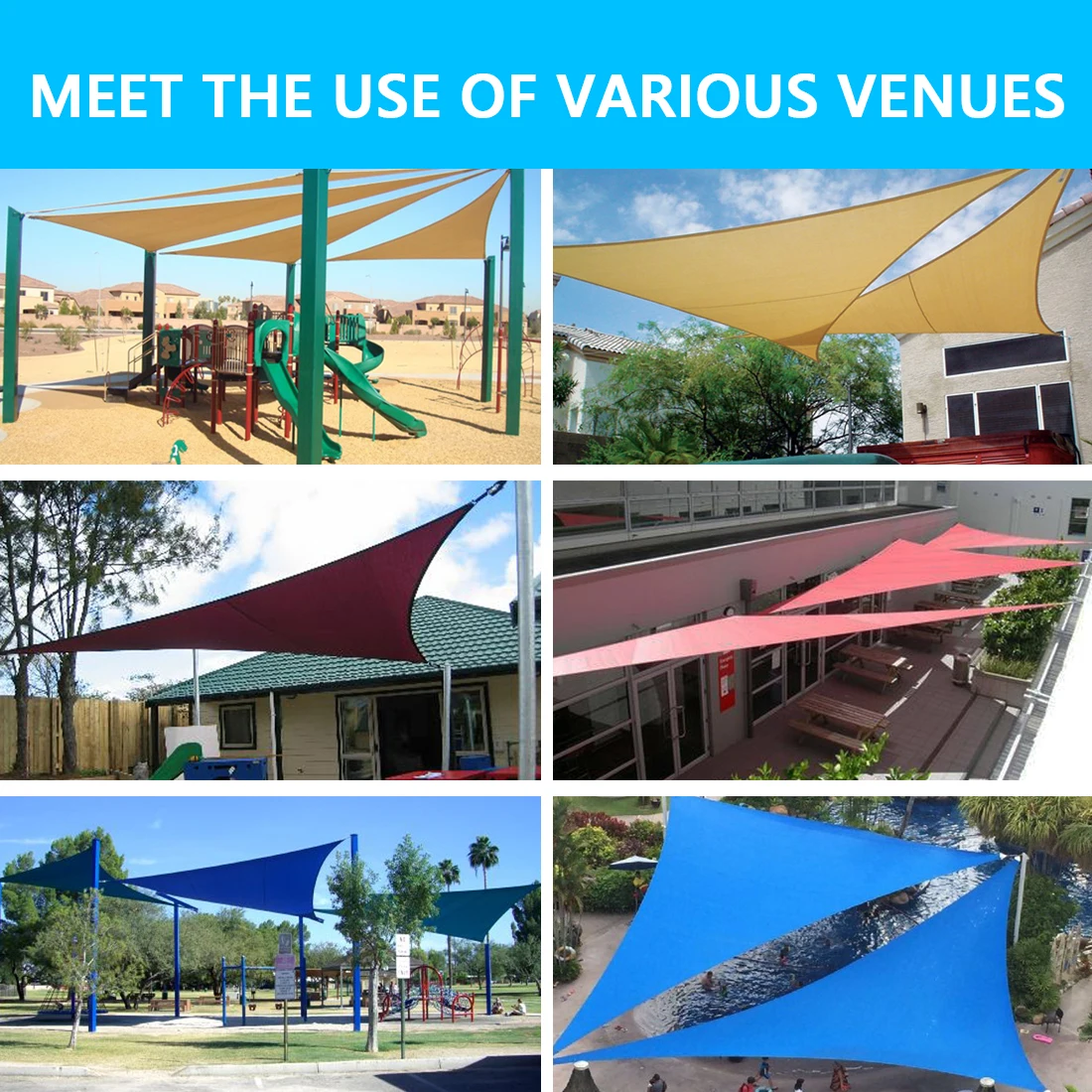 HDPE Anti-UV Waterproof Sun Shelter Sunshade Protection Outdoor Canopy Garden Patio Pool Shade Sail Awning Camping Picnic Tent | Дом и сад