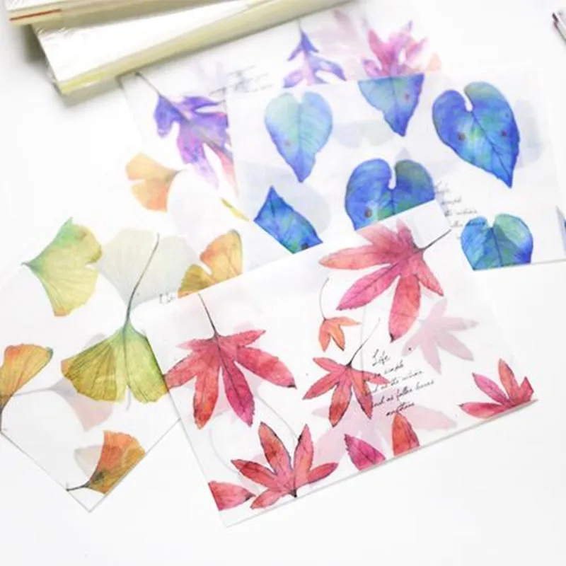 Новинка 100 шт./лот полупрозрачный конверт с листьями открытка для сообщений