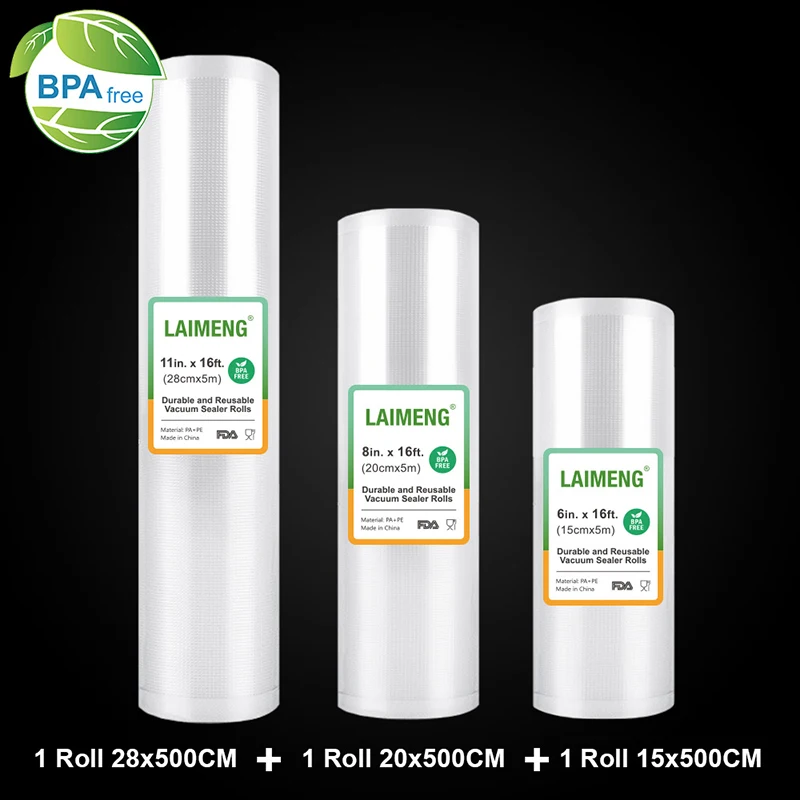 

LAIMENG Vacuum Packaging Rolls Vacuum Sealer Bags Storage Bags Food Bag for Vacuum Food Packing Machine Sous Vide 3 Rolls R133