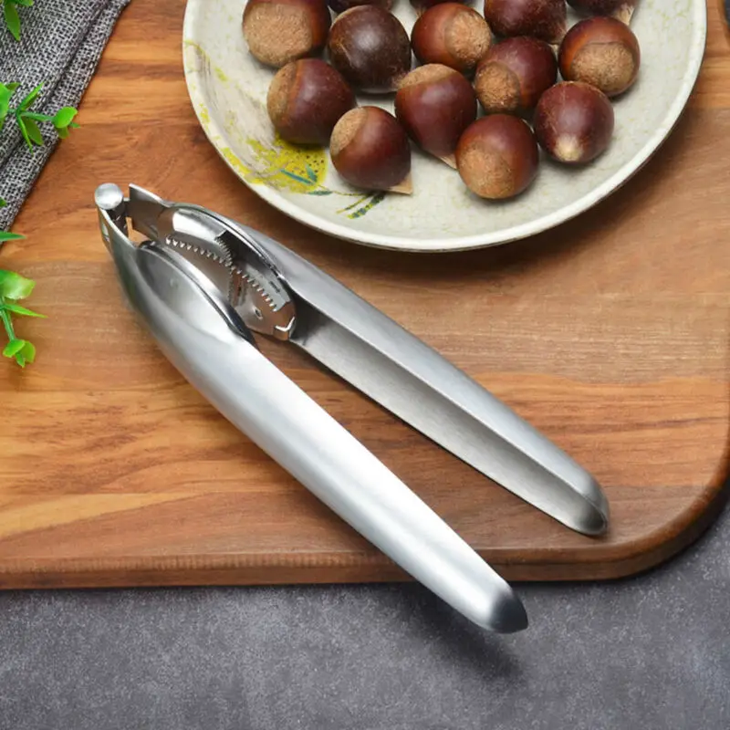 304 Stainless Steel 2 in 1 Quick Peeling Chestnut Clip Walnut Pliers Metal Nut Cracker Sheller Opener Kitchen Tools |