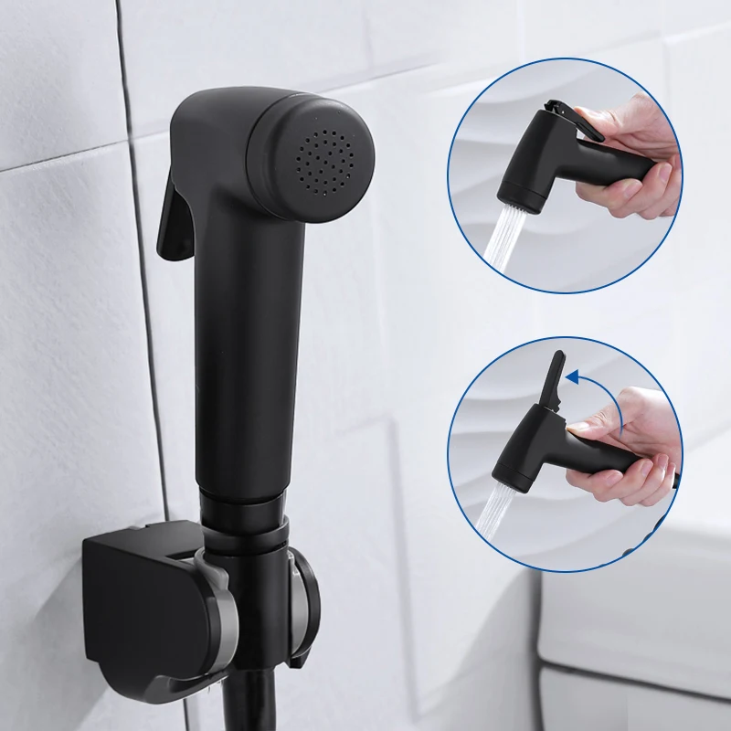 

Black Handheld Bidet Toilet Sprayer ABS Hygiene Sprayer Set Baby Diaper Cloth Sprayers Bidet With Hose and Holder Free Shipping