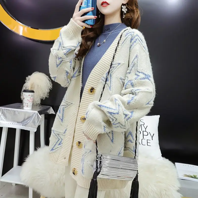 

Mid-Length Sweater Cardigan Korean-Style Autumn 2020 New Sweater Jacket