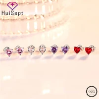 huisept trendy 925 silver stud earrings heart shaped colorful topaz gemstones jewelry earrings for women wedding party wholesale