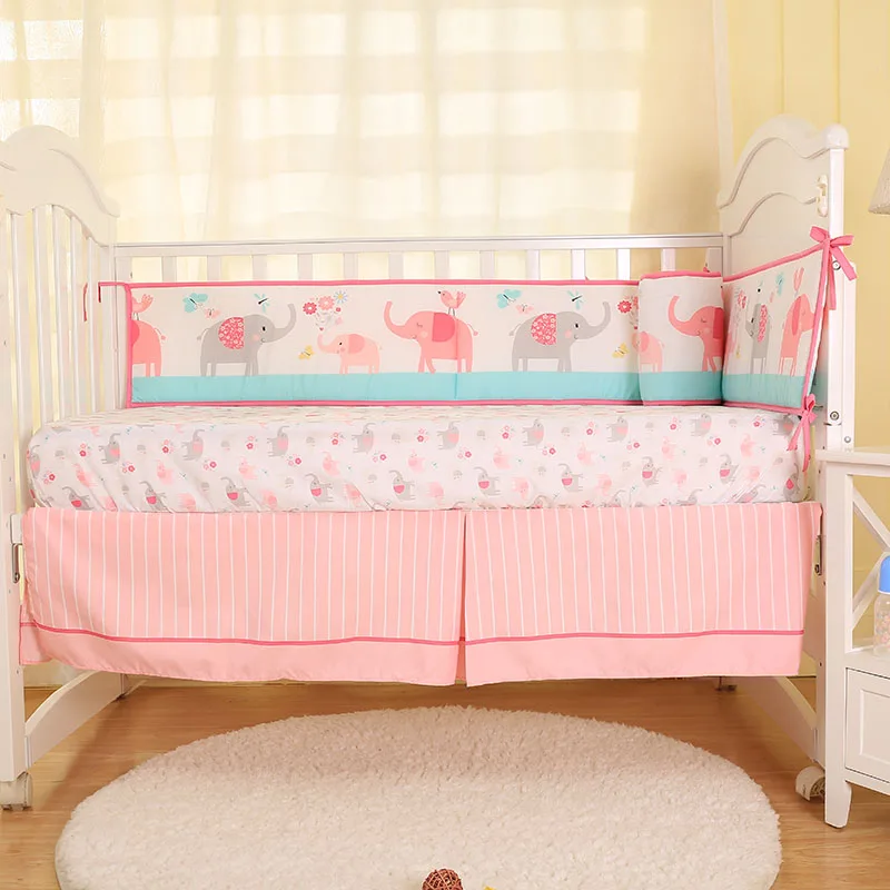 4 шт кроватки Постельное белье для маленьких девочек Бледно-розовый с