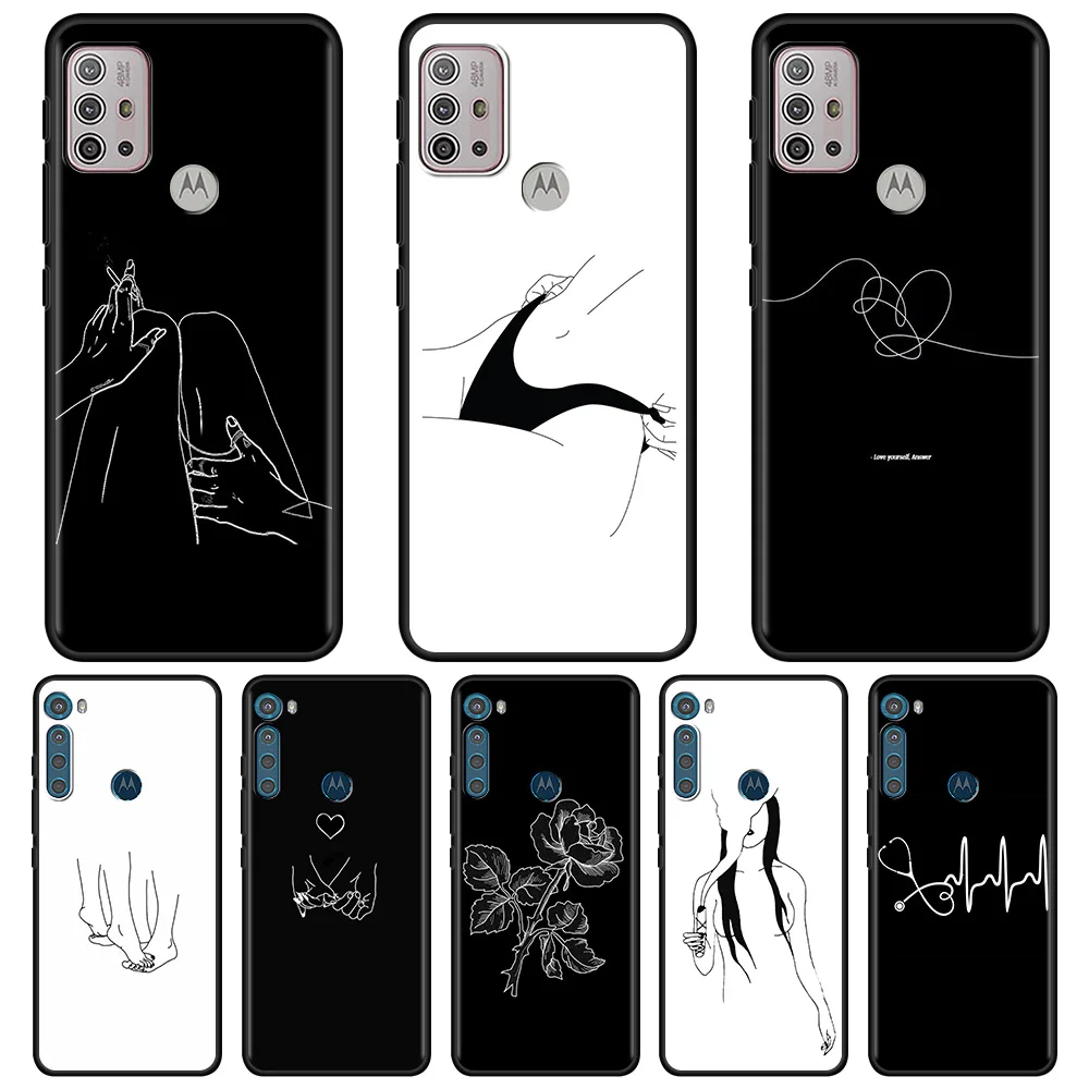 

For MOTOROLA One Fusion Case for Moto G10 G9 G8 Plus Play Power One G20 G30 G40 G50 G60 Edge 20 Shell Lover Art Line Aesthetics