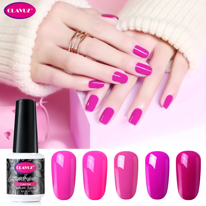 CLAVUZ 8 мл розовый блеск серия Черный Белый Гель лак для ногтей полуперманентный УФ