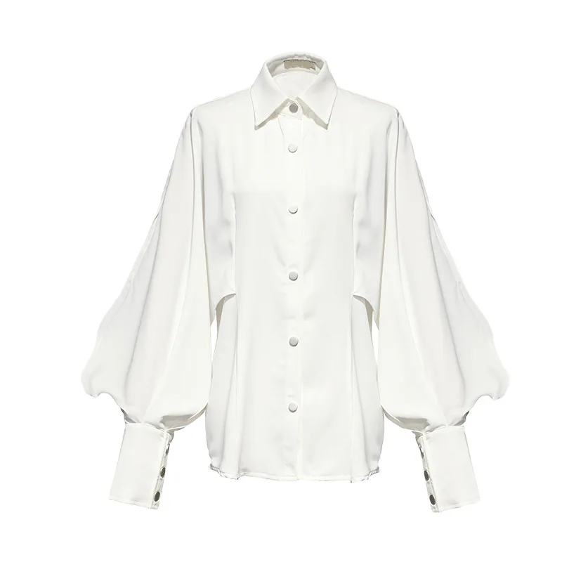 

Summer Runway Design Woman Long-sleeved Shirt Tops High Waist Bag Hip Split Blue Irregular Denim Skirt