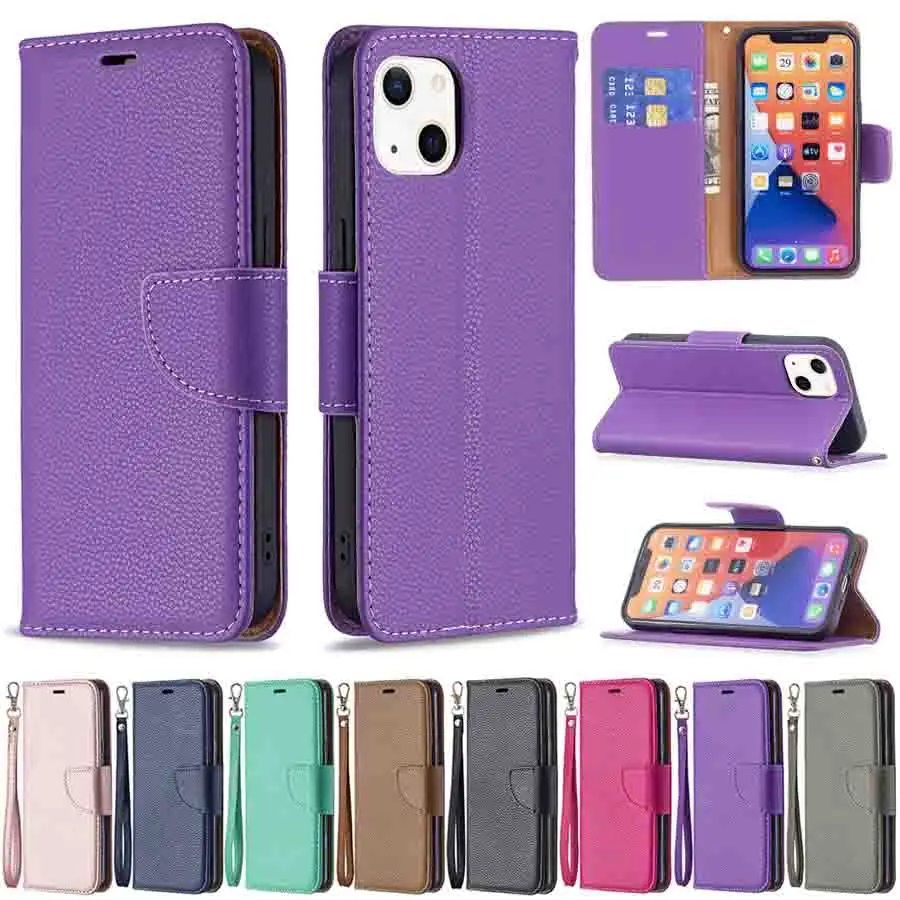 

Кожаный чехол-бумажник Lychee с рисунком для iPhone 13 Pro Max 12 Pro Max 11 Pro Max SE 2020 X XS XR XS Max 8 Plus 7 Plus 6/6S Plus