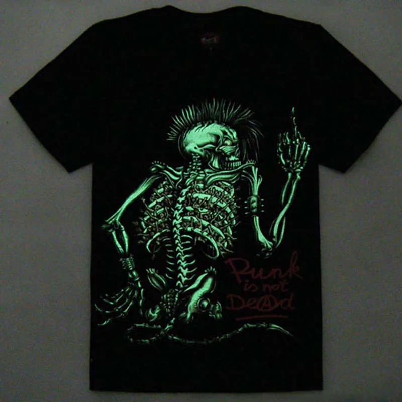 

Summer New Luminous 3d Skull T shirt Men Luminous shirt Funny T shirts Rock Japan Punk Anime Gothic Rock 3dT-shirt Mens Clothing