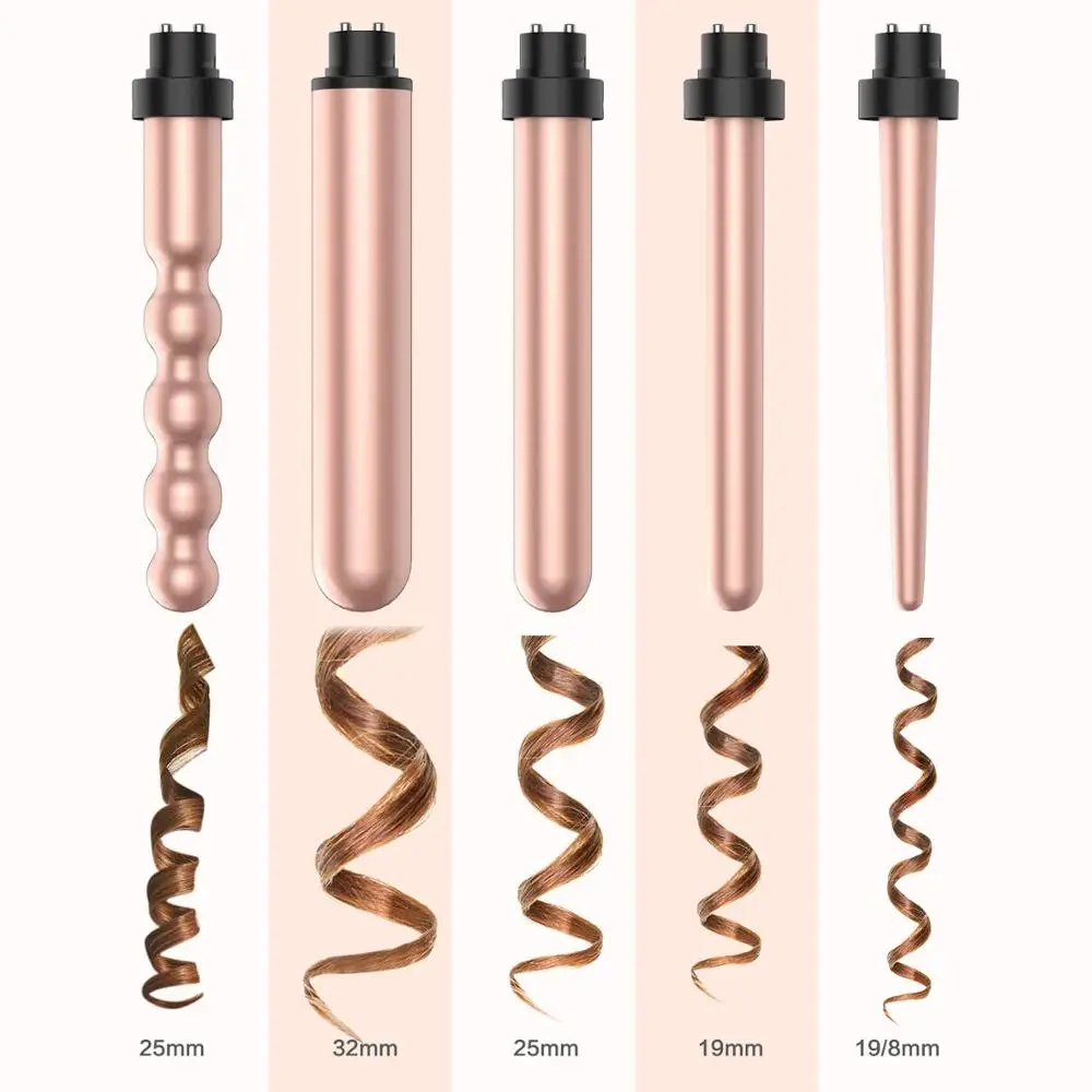 

5 in 1 Professional Hair Curler Wand Set Curling Iron Interchangeable Ceramic Barrel Wand Corrugation for Hair Styling Tools