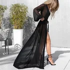 Летнее женское длинное пляжное платье, шифоновый кардиган, кафтан, накидка на бикини