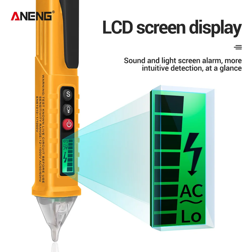 Цифровой детектор напряжения VC1010 Pen 12-1000 В AC/DC бесконтактный Тестер в виде ручки