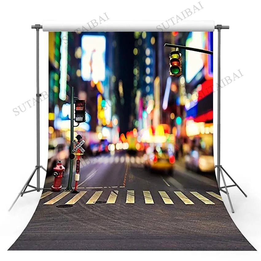 Фон для студийной фотосъемки детей с изображением современного города улицы