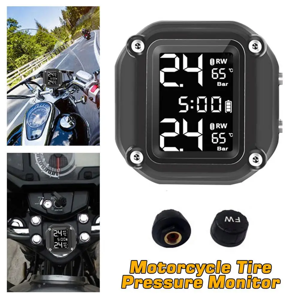 TPMS сигнализация для мотоцикла монитор давления в шинах беспроводной ЖК дисплей
