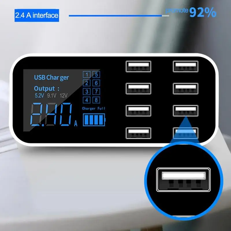 Автомобильное зарядное устройство с 8 USB-портами и ЖК-дисплеем | Компьютеры офис