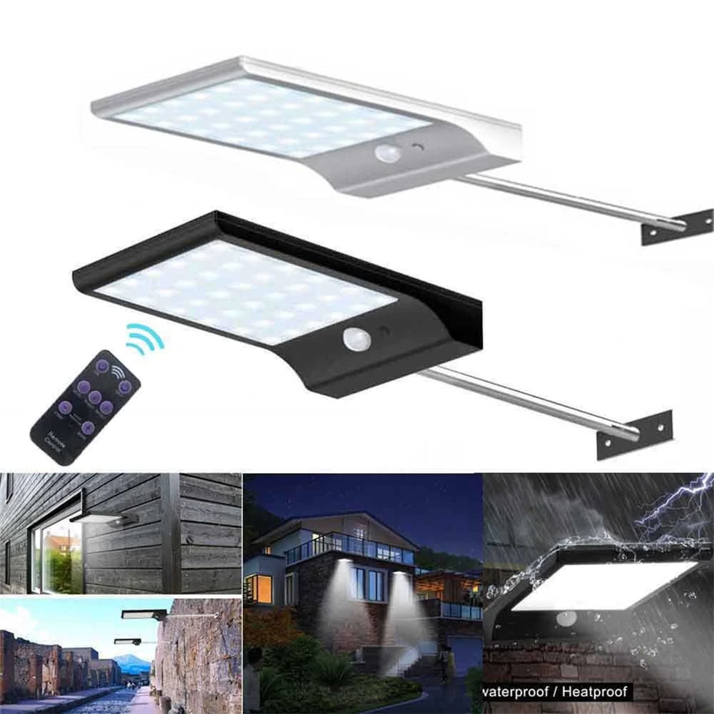 

1PC 48LED Waterproof Solar Powered PIR Motion Sensor Wall Light For Outdoor Garden Yard Path Way Lamp With Remote Controller