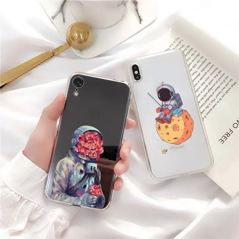 

Cute Cartoon Astronaut Star Space Phone Case for iphone 13 11 12 pro XS MAX 8 7 6 6S Plus X 5S SE 2020 XR case