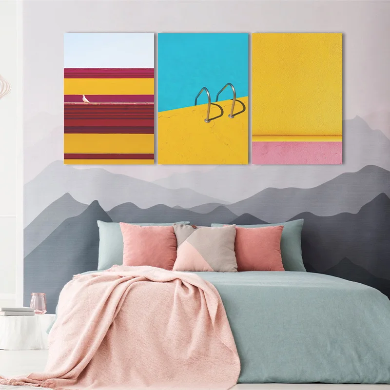 

Modern Multicolored Yellow Blue Abstract Wall Art Canvas Painting Picture Poster and Print Gallery Living Room Home Decor
